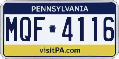 PA license plate MQF4116