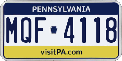 PA license plate MQF4118