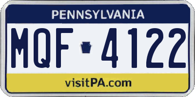 PA license plate MQF4122