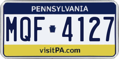 PA license plate MQF4127
