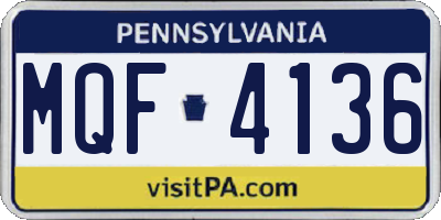 PA license plate MQF4136