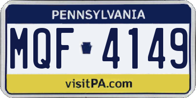 PA license plate MQF4149