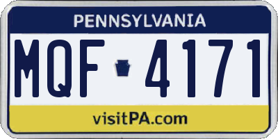 PA license plate MQF4171