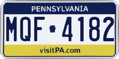 PA license plate MQF4182