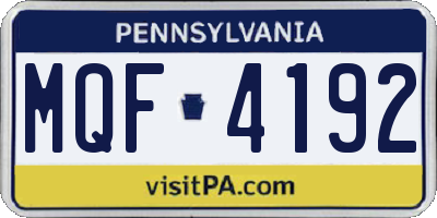 PA license plate MQF4192
