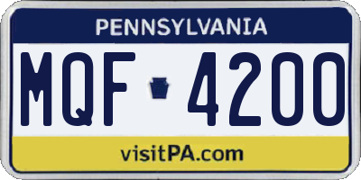 PA license plate MQF4200