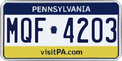 PA license plate MQF4203