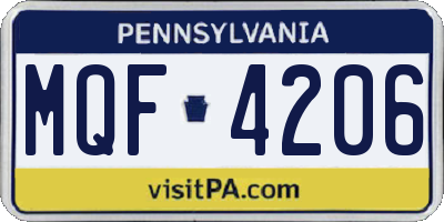 PA license plate MQF4206