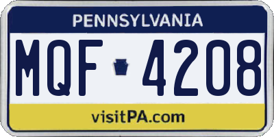 PA license plate MQF4208