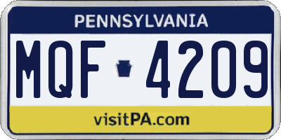 PA license plate MQF4209