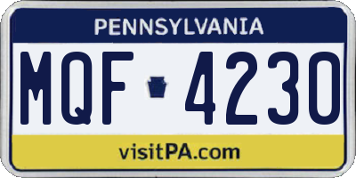 PA license plate MQF4230