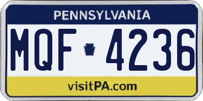PA license plate MQF4236