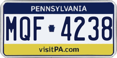 PA license plate MQF4238