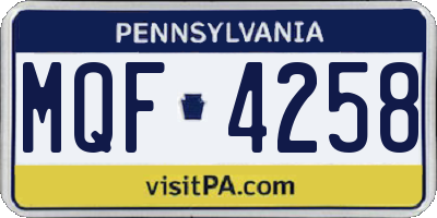PA license plate MQF4258