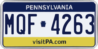 PA license plate MQF4263