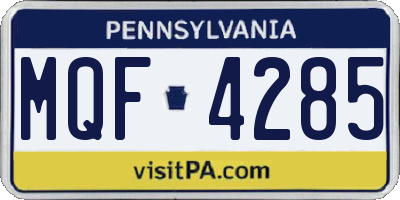 PA license plate MQF4285