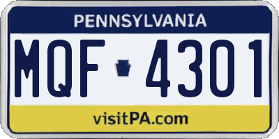 PA license plate MQF4301