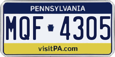 PA license plate MQF4305
