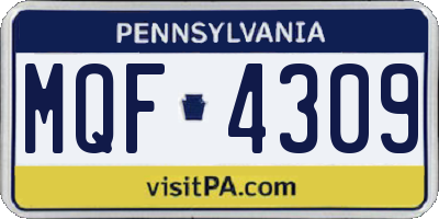PA license plate MQF4309
