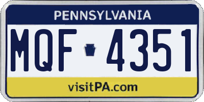 PA license plate MQF4351