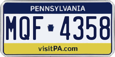 PA license plate MQF4358