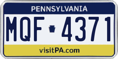 PA license plate MQF4371
