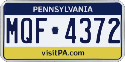 PA license plate MQF4372