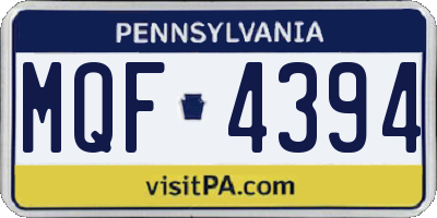 PA license plate MQF4394