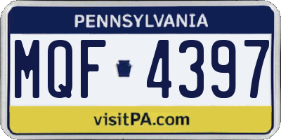 PA license plate MQF4397