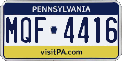 PA license plate MQF4416