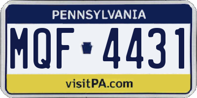 PA license plate MQF4431