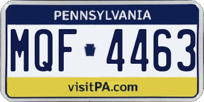 PA license plate MQF4463