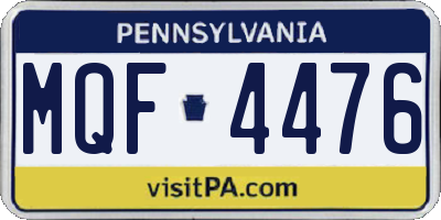 PA license plate MQF4476