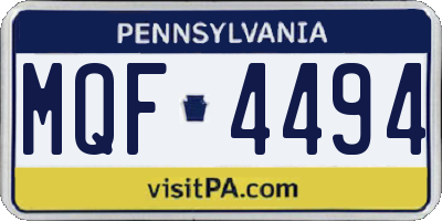 PA license plate MQF4494