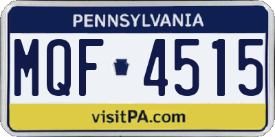 PA license plate MQF4515