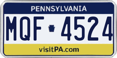 PA license plate MQF4524