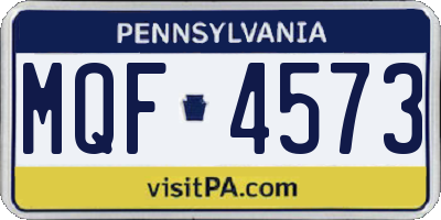 PA license plate MQF4573
