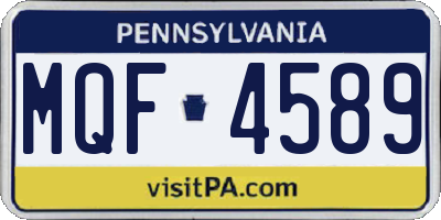 PA license plate MQF4589