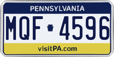 PA license plate MQF4596