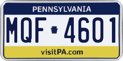 PA license plate MQF4601