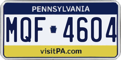 PA license plate MQF4604