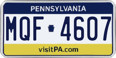 PA license plate MQF4607