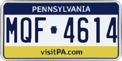 PA license plate MQF4614