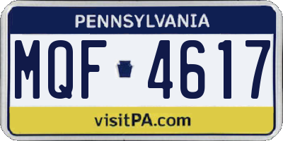 PA license plate MQF4617