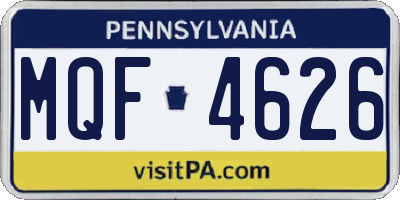 PA license plate MQF4626
