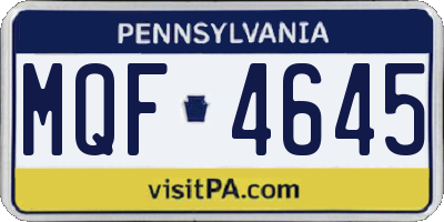PA license plate MQF4645