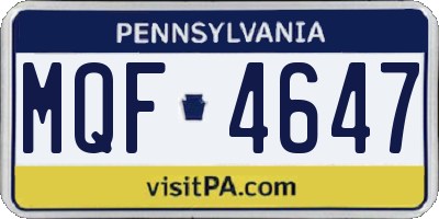 PA license plate MQF4647