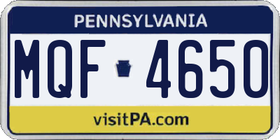 PA license plate MQF4650
