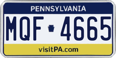PA license plate MQF4665