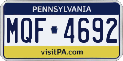 PA license plate MQF4692